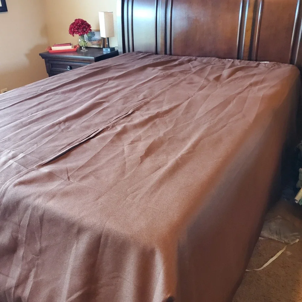 2 Chocolate Brown‎ Linen Blend Back Tab Curtain Panels 52x102 Solid Textured